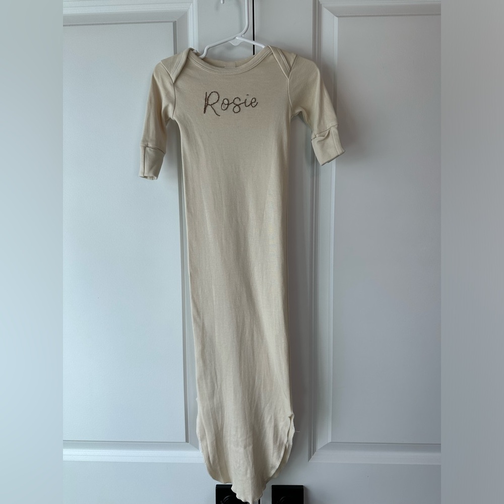 Colored Organics Natural Infant Gown Embroidered ‘Rosie’ (Size Newborn)